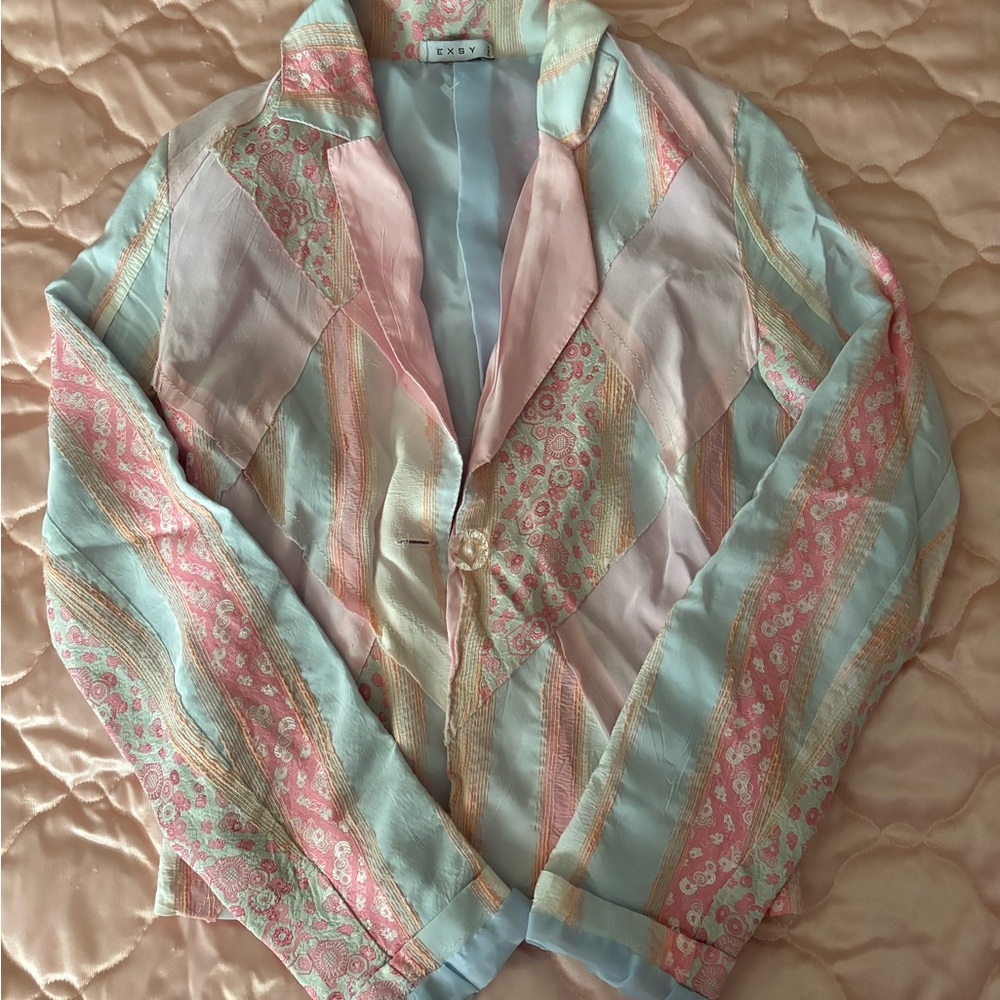 Elegant Pink and Blue Blazer for Versatile Style